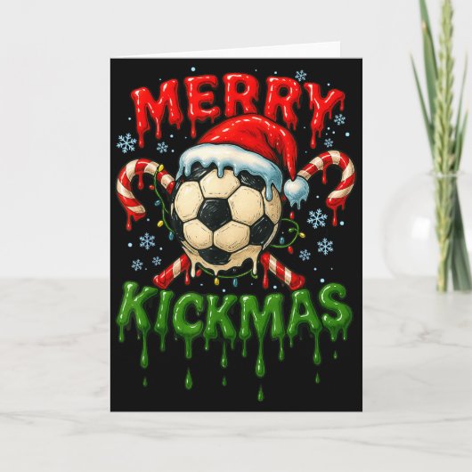 Carte Merry Kickmas Soccer Christmas Candy Cane Ice Crea (Devant)