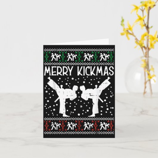 Carte Merry Kickmas Ugly Christmas Karate Jiu Jitsu Mart (Fleur jaune)