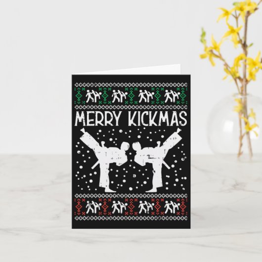 Carte Merry Kickmas Ugly Christmas Karaté Jiu Jitsu Mart (Fleur jaune)
