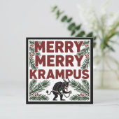 Carte Merry Krampus Funny Irreverent Weird Holiday (Debout devant)