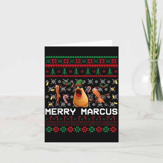 Carte Merry Marcus Ugly Christmas Sweater Funny The Worm (Devant)