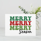 Carte Merry Merry Merry Saison - Retro Holiday Art (Debout devant)