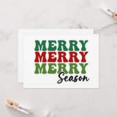 Carte Merry Merry Merry Saison - Retro Holiday Art (Devant/Arrière en situation)