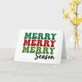 Carte Merry Merry Merry Saison - Retro Holiday Art (Fleur jaune)