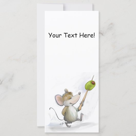 Carte Merry Mouse Moe avec Signet Olive (Devant)