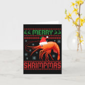 Carte Merry Shrimpmas Funny Shrimp Ugly Christmas Sweate (Fleur jaune)