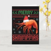 Carte Merry Shrimpmas Funny Shrimp Ugly Christmas Sweate (Fleur jaune)