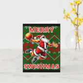 Carte Merry Swishmas Basketball Christmas Santa Claus Sl (Fleur jaune)