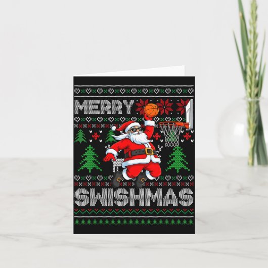 Carte Merry Swishmas Basketball Ugly Christmas Santa Men (Devant)