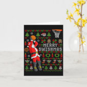 Carte Merry Swishmas Ugly Christmas Basketball Christmas (Fleur jaune)