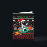 Carte Merry Ugly Christmas Santa Hat Astronaut Riding Ro<br><div class="desc">Merry Ugly Christmas Santa Hat Astronaut Riding Rocket Xmas</div>
