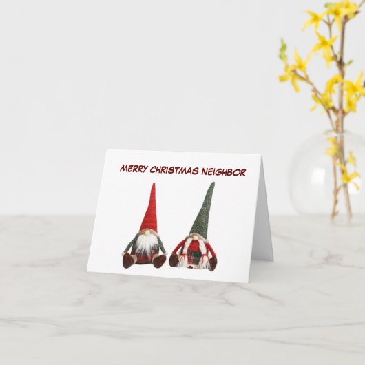 CARTE **MERRY VOISIN DE NOËL** HUMOUR GNOME (Fleur jaune)
