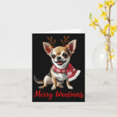Carte Merry Woofmas Chihuahua Dog Meme In Reindeer Antle (Fleur jaune)