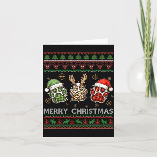 Carte Merry Woofmas Christmas Dog Paws Leopard Ugly Swea (Devant)