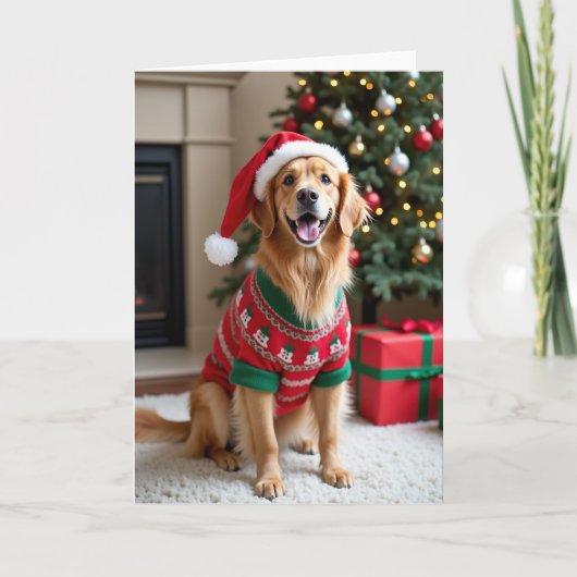 Carte Merry Woofmas Golden Retriever (Devant)