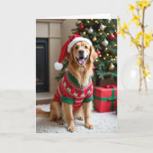 Carte Merry Woofmas Golden Retriever (Fleur jaune)