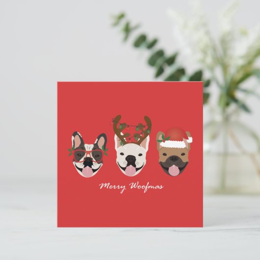 Carte Merry Woofmas Têtes de Noël (Debout devant)