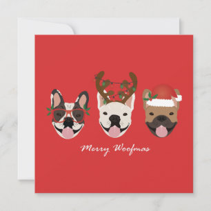 Carte Merry Woofmas Têtes de Noël