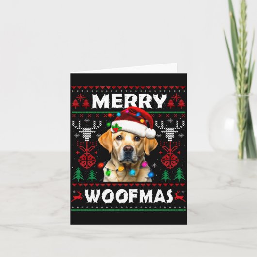 Carte Merry Woofmas Yellow Labrador Christmas Ugly Sweat (Devant)