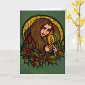 Carte Merry Yule sorcière (Fleur jaune)