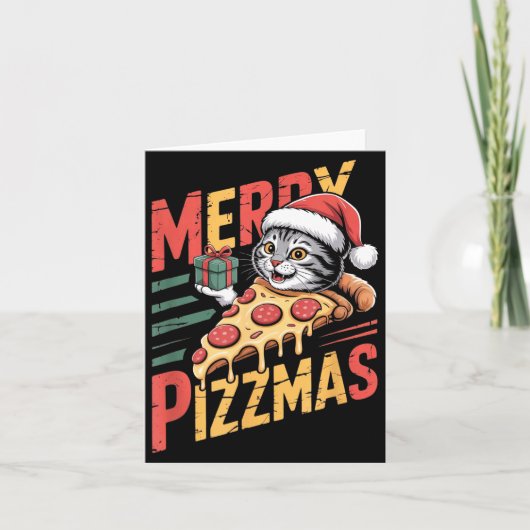 Carte Merry Zzmas Christmas Cat Funny Zza Lover Xmas Cat (Devant)