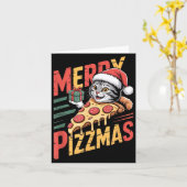 Carte Merry Zzmas Christmas Cat Funny Zza Lover Xmas Cat (Fleur jaune)