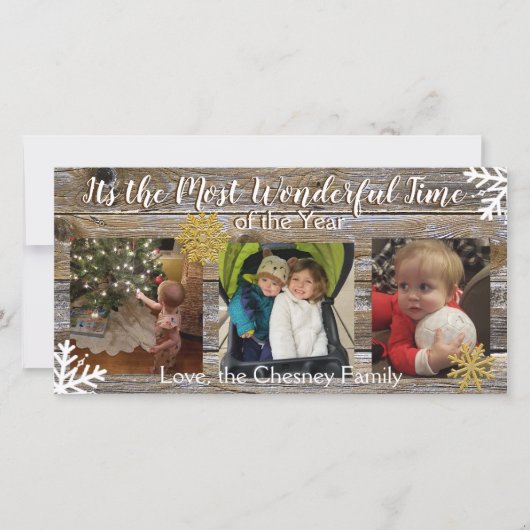 Carte Merveilleuse période de l'année Flocons et Bois (Devant)