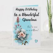 Carte Merveilleux anniversaire de grand-mère floral bleu (Devant)
