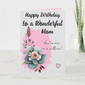 Carte Merveilleux anniversaire fleuri rose maman (Devant)