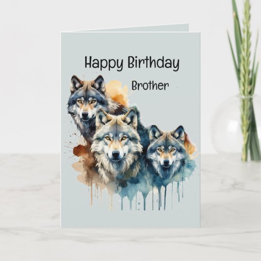 Carte Merveilleux frère Birthday Wolf et Pack Citation (Devant)