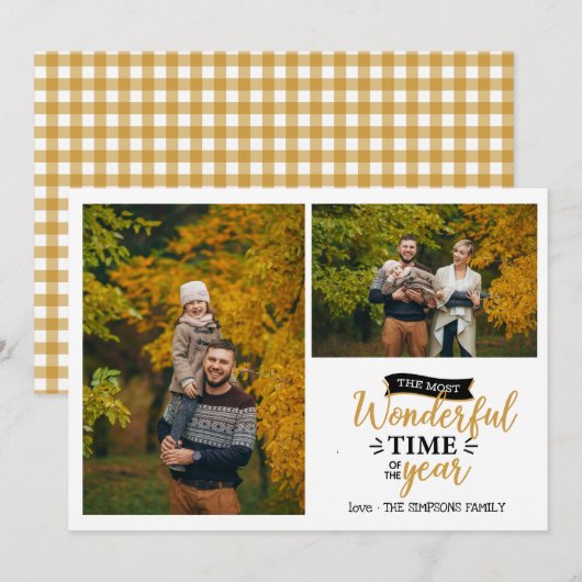Carte Merveilleux temps Mustard Holiday 2 photo collage (Devant / Derrière)