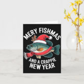 Carte Mery Fishmas And A Crape New Year Funny Fishing Ch (Fleur jaune)