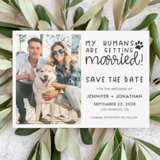 Carte Mes humains se marier photo de chien enregistrer l