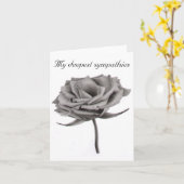 Carte Mes plus sincères condoléances rose (Fleur jaune)