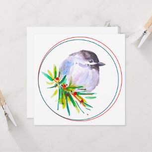 Carte Mésange à tête noire aquarelle