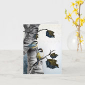 Carte "Mésanges" [D2] 4 x 5.6  (Fleur jaune)
