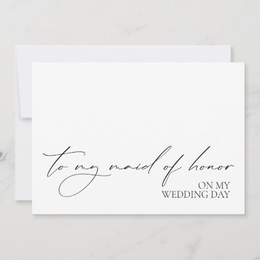 Carte Message "À La Fille D'Honneur Le Jour De Mon (Devant)