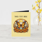 Carte Message d'ajout de papillon mignon (Fleur jaune)