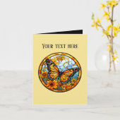 Carte Message d'ajout de papillon mignon (Fleur jaune)