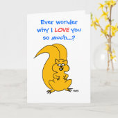 Carte Message d'amitié mignon Drôle Cartoon écureuil (Fleur jaune)