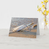 Carte Message d'anniversaire 67e dans une bouteille (Fleur jaune)