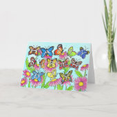 Carte Message d'anniversaire aux papillons (Devant)