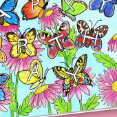 Carte Message d'anniversaire aux papillons