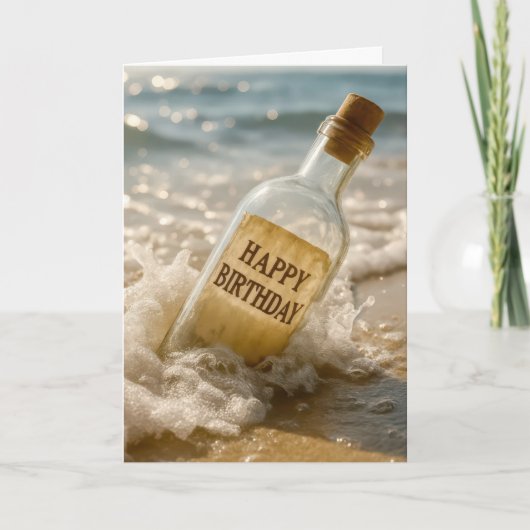 Carte Message d'anniversaire dans une bouteille (Devant)