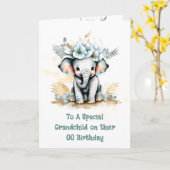 Carte Message d'anniversaire de grand-enfant éléphant sa (Fleur jaune)