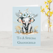 Carte Message d'anniversaire de grand-enfant safari d'él (Fleur jaune)