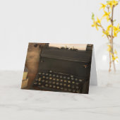 Carte Message d'anniversaire de la machine à écrire vint (Fleur jaune)