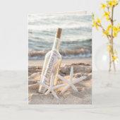 Carte message d'anniversaire heureux dans une bouteille (Fleur jaune)