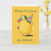 Carte Message d'anniversaire tardif drôle : Thème citron (Fleur jaune)