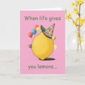 Carte Message d'anniversaire tardif drôle : Thème citron (Fleur jaune)